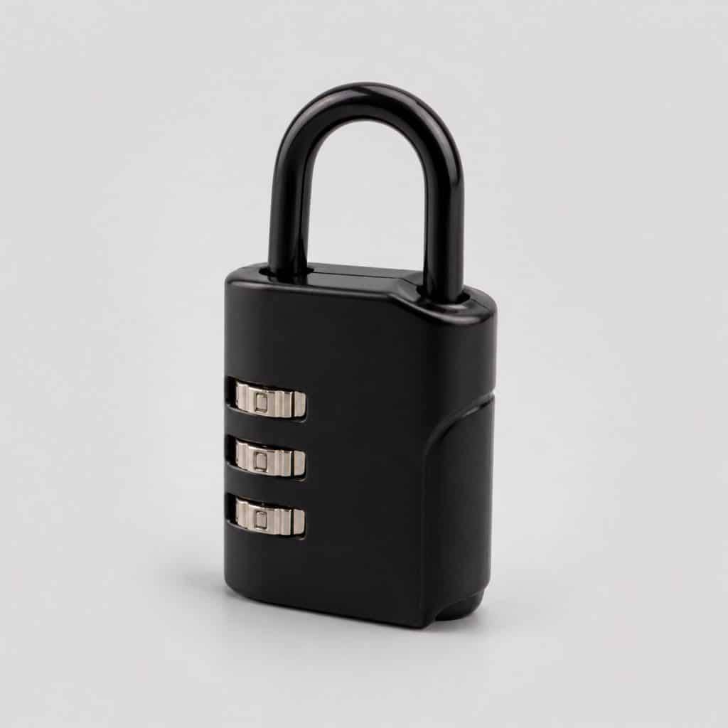 Cadenas à combinaison noir compact sur fond clair