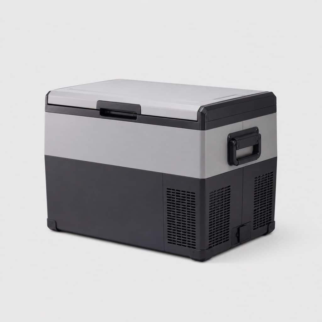 Glacière électrique à compresseur de 40 litres sur fond clair