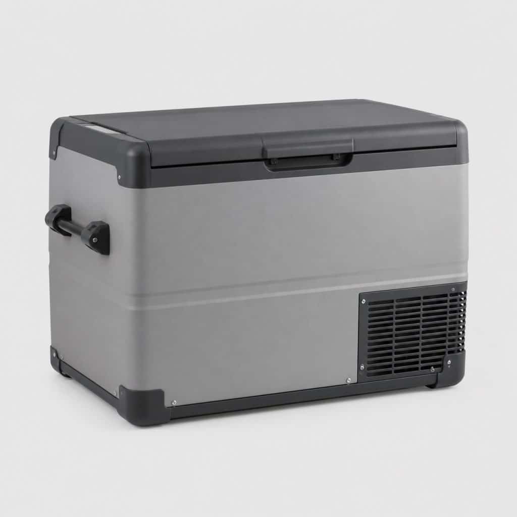 Glacière électrique à compresseur de 45 litres sur fond clair