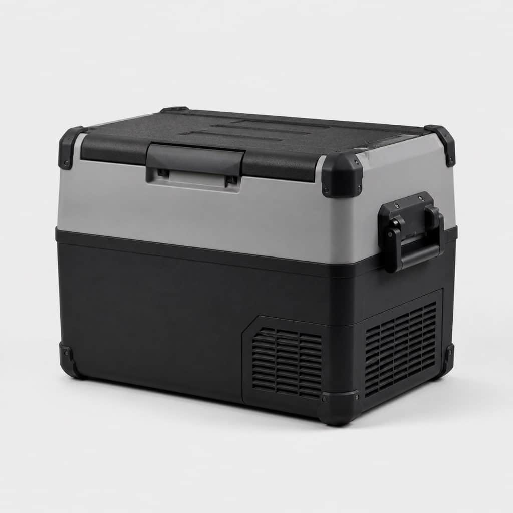 Glacière électrique à compresseur compacte sur fond clair
