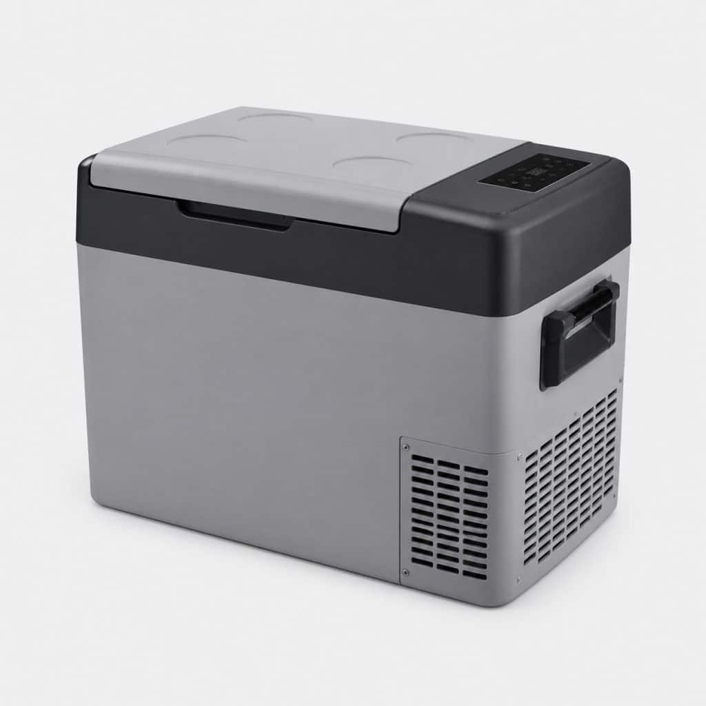 Glacière électrique à compresseur compacte de 32 litres sur fond clair