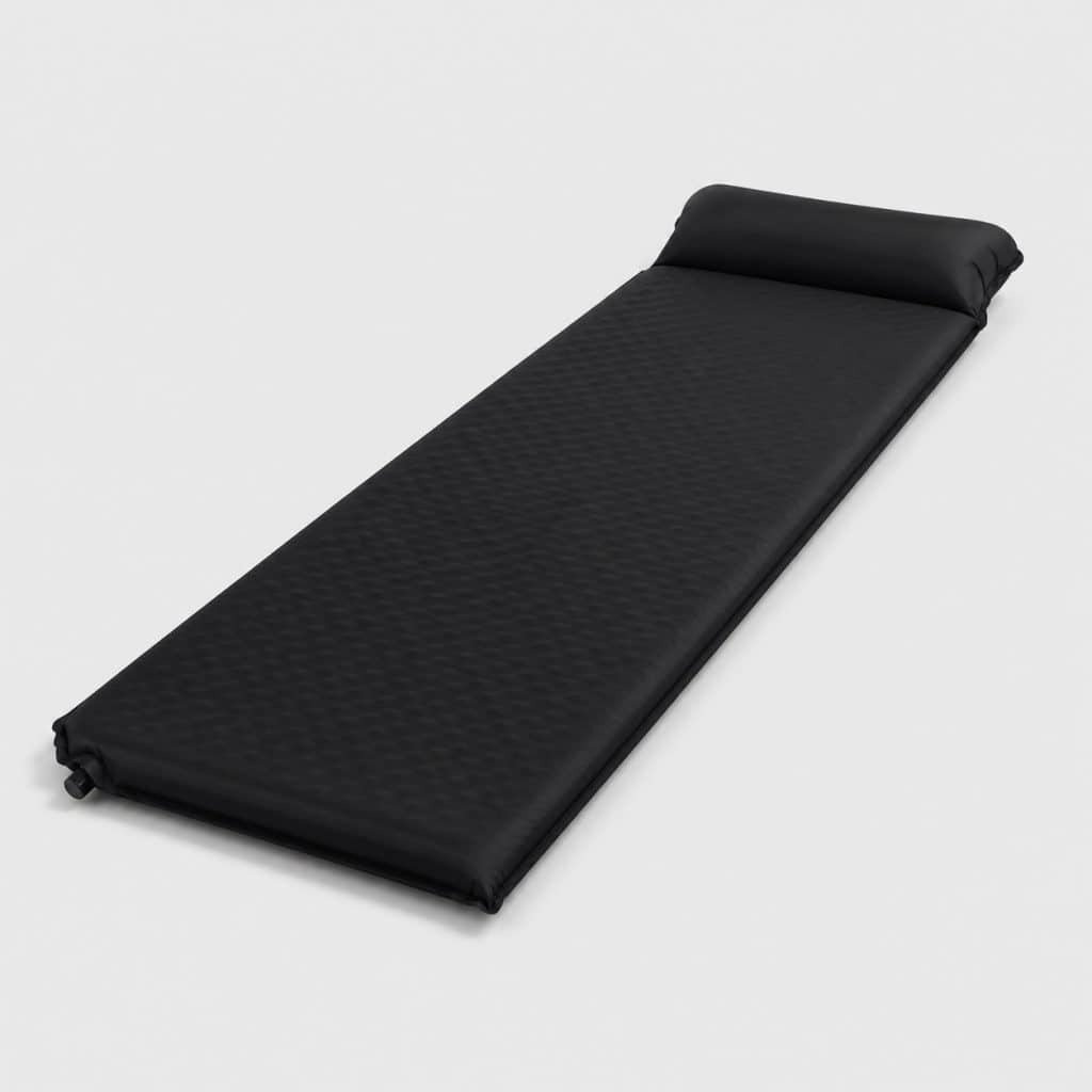 Matelas autogonflant de camping format long, coloris noir