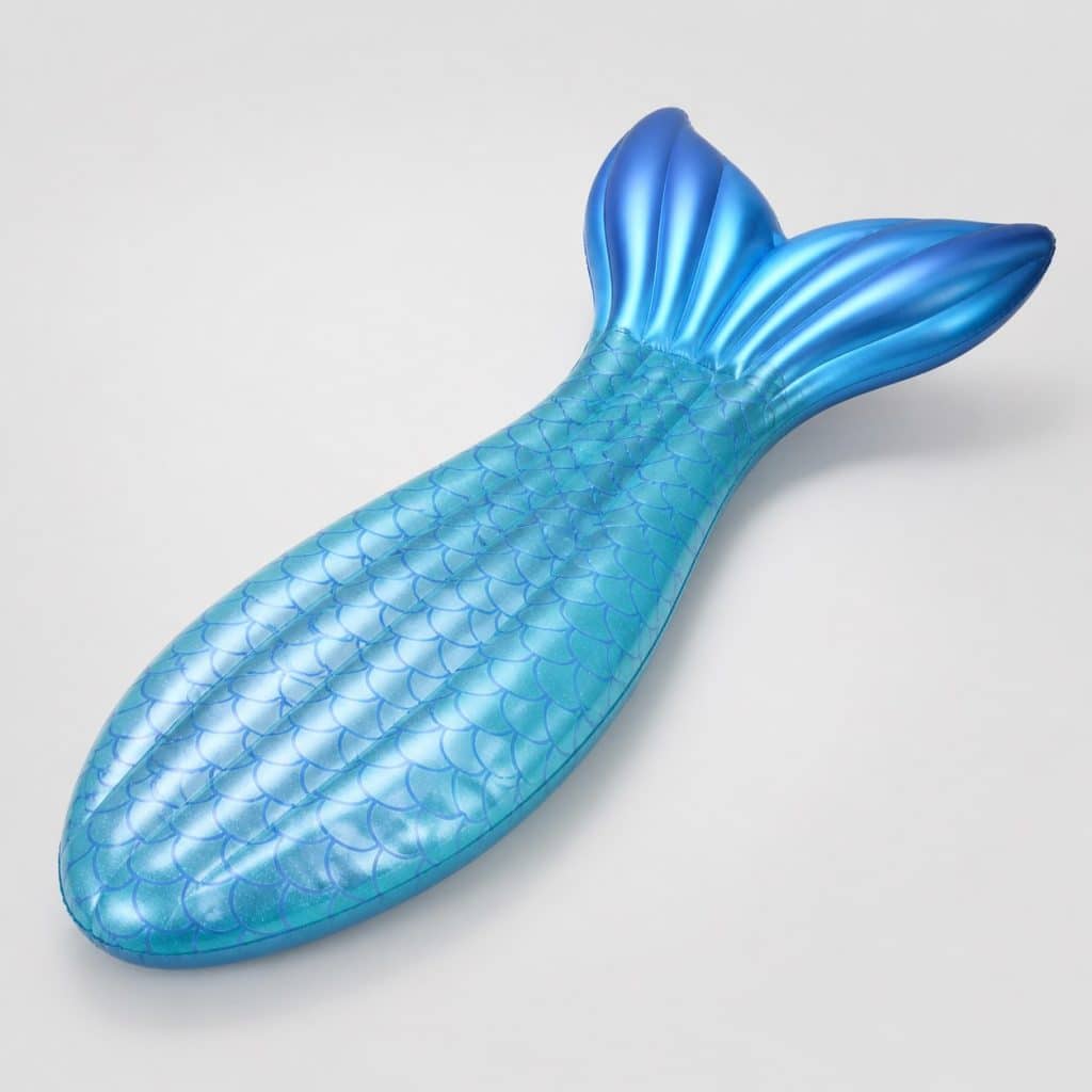 Matelas gonflable en forme de queue de sirène, coloris bleu