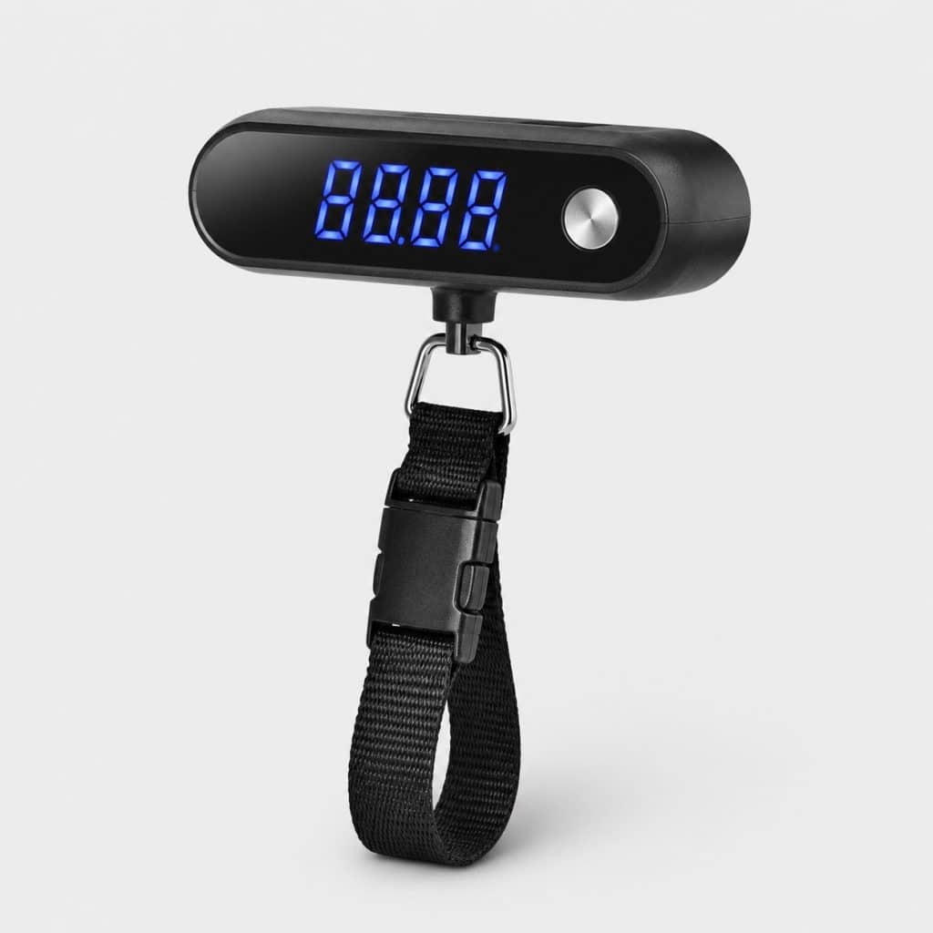 Peson numérique à sangle flexible et écran LED sur fond clair