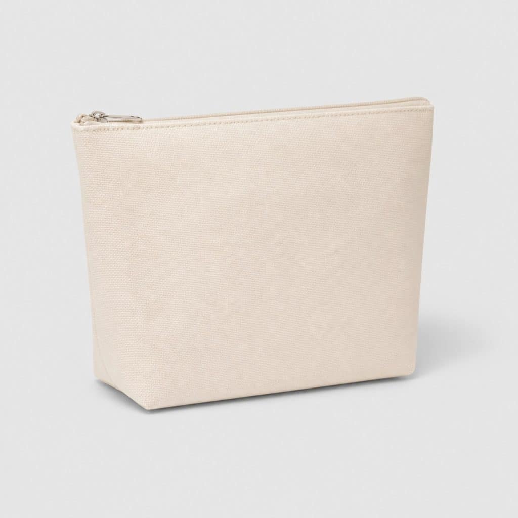 Pochette de rangement zippée en toile sur fond clair